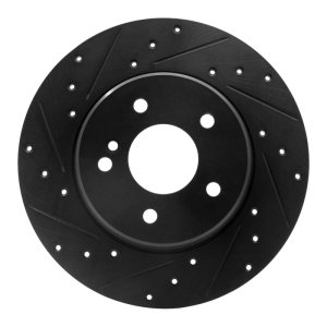 Mercedes-Benz E320 Brake Rotor (1) - Rear Left - R1 Concepts - Drilled & Slotted - Black - `98-`03